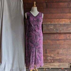 90s Vintage Layered Paisley Chiffon Maxi Dress