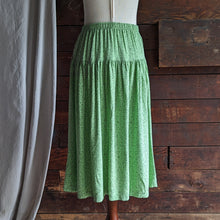 Load image into Gallery viewer, 80s Vintage Green Squiggly A-Line Midi Skirt

