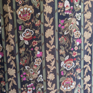 80s Vintage Floral Stripe Polyester Blouse