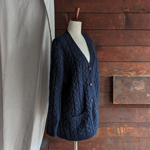 90s Vintage Navy Cable Knit Cardigan