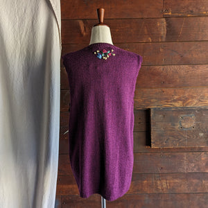 90s Vintage Long Embroidered Sweater Vest