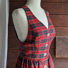 Load image into Gallery viewer, 90s Vintage Rayon Blend Red Plaid Pinafore
