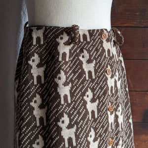 60s Vintage Deer Pattern Acrylic Skirt