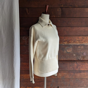 90s Vintage Collared Cotton Knit Sweater