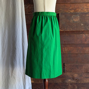 Vintage Green Button-Front Midi Skirt