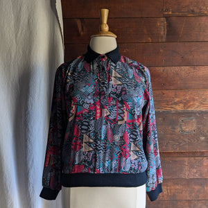 90s Vintage Eclectic Patterned Poly Top