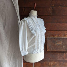 Load image into Gallery viewer, 70s Vintage White Lace Trimmed Blouse
