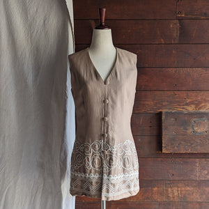 Vintage Embroidered Long Rayon Vest