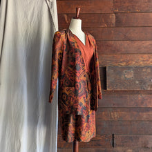 Load image into Gallery viewer, 90s Vintage Orange Rayon Blend Jacket and Dress Set
