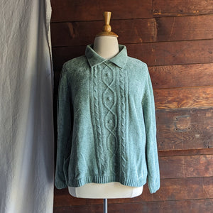 Plus Size Sage Green Chenille Knit Sweater