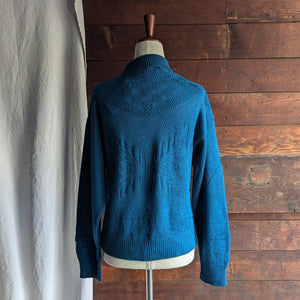 90s Vintage Blue Knit Turtleneck Sweater