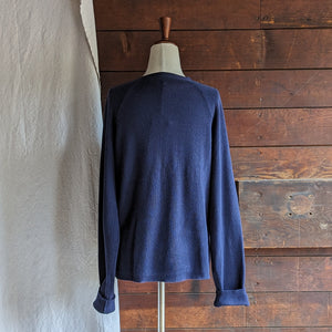 90s Vintage Navy Cotton Knit Cardigan