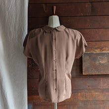 Load image into Gallery viewer, 80s/90s Vintage Brown Pleated Short Sleeve Blouse
