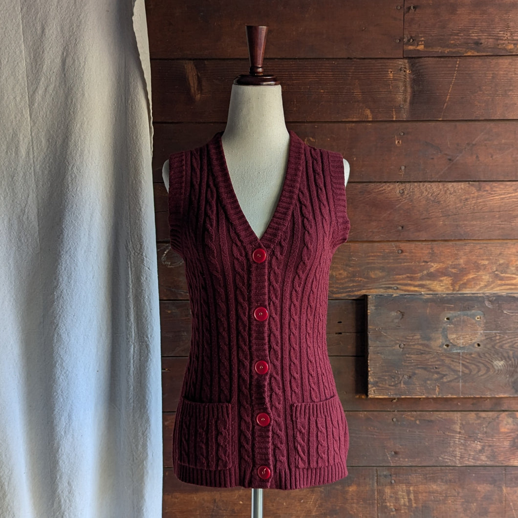 70s Vintage Red Button-Up Sweater Vest