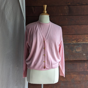 90s Vintage Plus Size Layered Pink Cardigan