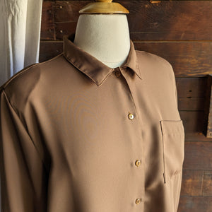 90s Vintage Plus Size Brown Blouse