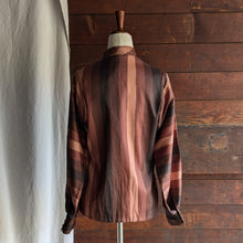 Load image into Gallery viewer, 80s Vintage Striped Brown Polyester Blouse
