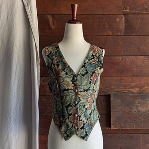 90s Vintage Leaf Tapestry Vest