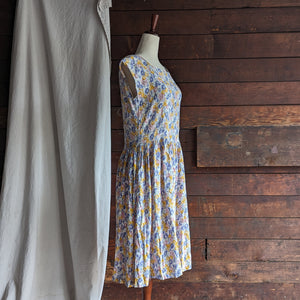 90s Vintage Pastel Floral Midi Dress