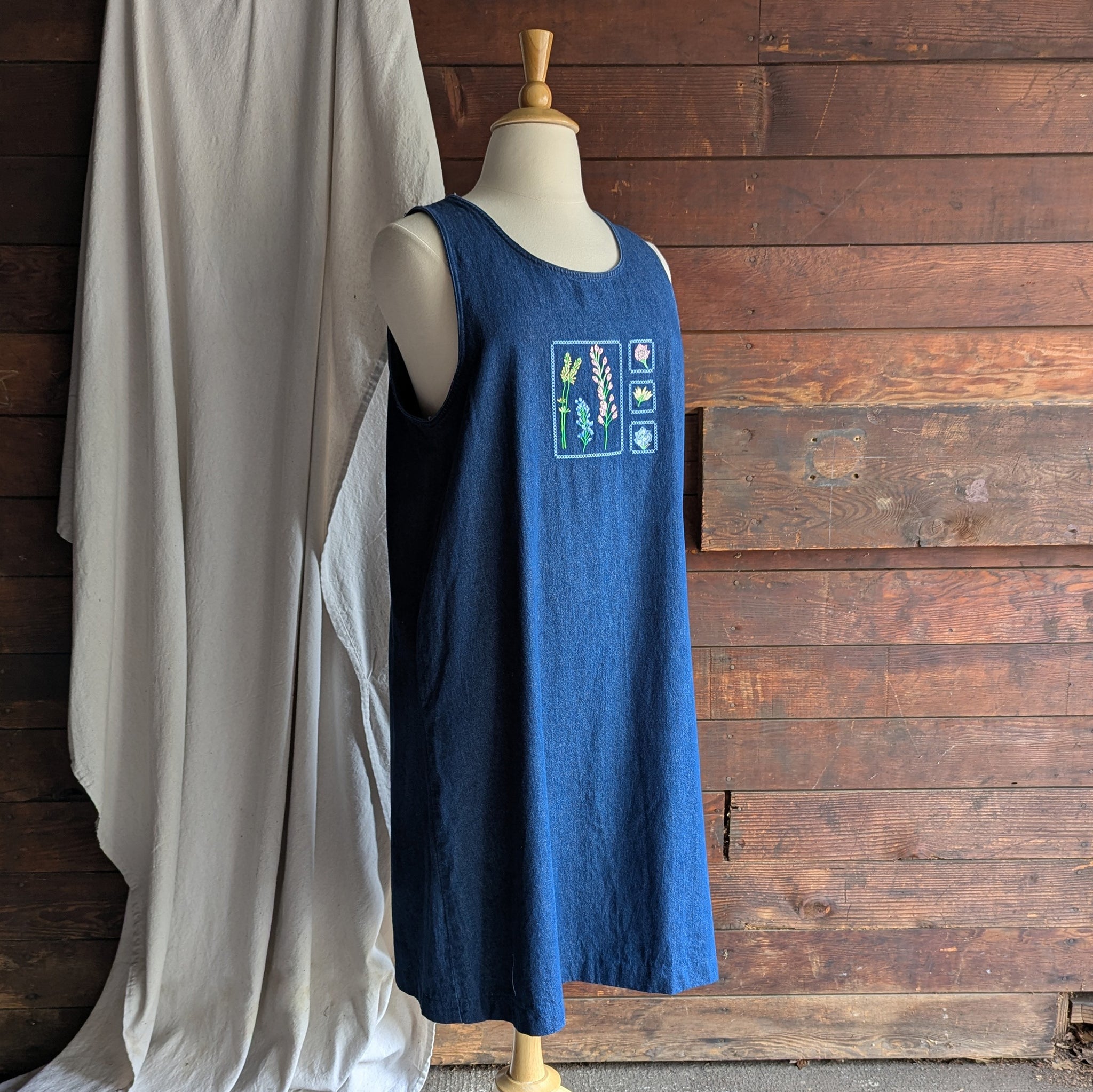 90s Vintage Plus Size Embroidered Denim Midi Dress Forager Vintage 90s Vintage Plus Size Embroidered Denim Midi Dress Forager Vintage