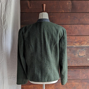 90s Vintage Green and Grey Wool Blend Blazer