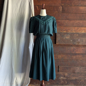 80s/90s Vintage Dark Teal Rayon Blend Maxi Dress