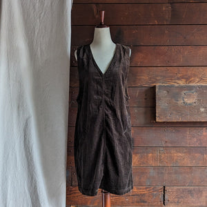 90s Vintage Brown Corduroy Mini Jumper Dress