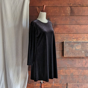 90s Vintage Black Velour Mini Dress