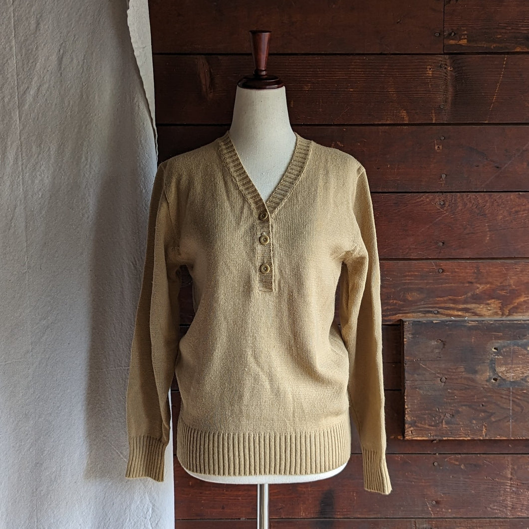 80s Vintage Tan Acrylic Knit Sweater