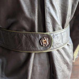 Vintage Oak Leaf Motif Leather Jacket