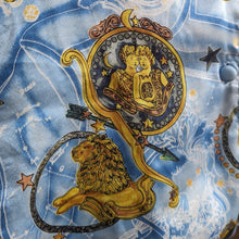 Load image into Gallery viewer, Vintage Plus Size Blue Satin Astrology Print Shirt
