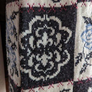 Vintage Black Floral Acrylic Knit Sweater