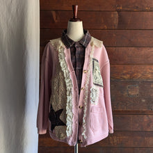 Load image into Gallery viewer, Upcycled Pink-and-Plaid &#39;Puppy Love&#39; Cardigan
