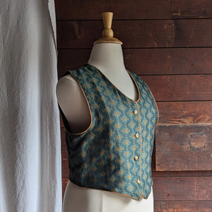 90s Vintage Green Brocade Vest