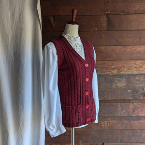 70s Vintage Red Button-Up Sweater Vest