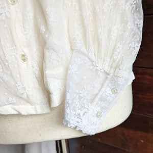 Vintage White Lace Button Up Blouse