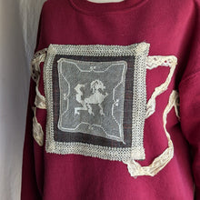 Load image into Gallery viewer, Upcycled Red &#39;Chimera Crest&#39; Patched Sweatshirt
