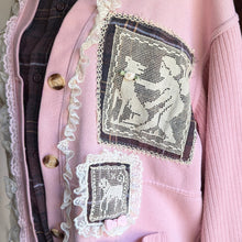 Load image into Gallery viewer, Upcycled Pink-and-Plaid &#39;Puppy Love&#39; Cardigan
