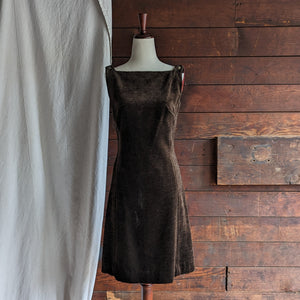 60s/70s Vintage Dark Brown Velvet Mini Dress