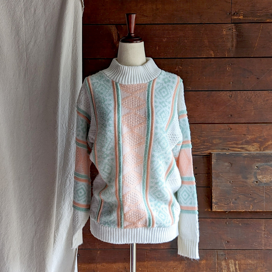 80s Vintage Multicolored Acrylic Knit Sweater