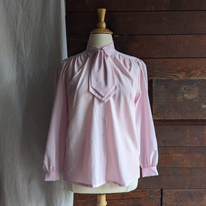 90s Vintage Plus Size Pink Blouse with Removable Ascot
