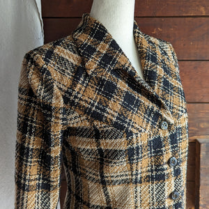 90s Vintage Wool Blend Plaid Blazer