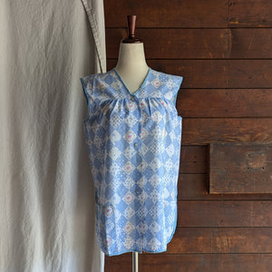 Vintage Blue Snap-Up Top