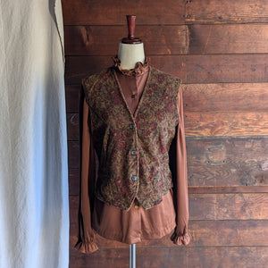 70s Vintage Ruffled Brown Blouse