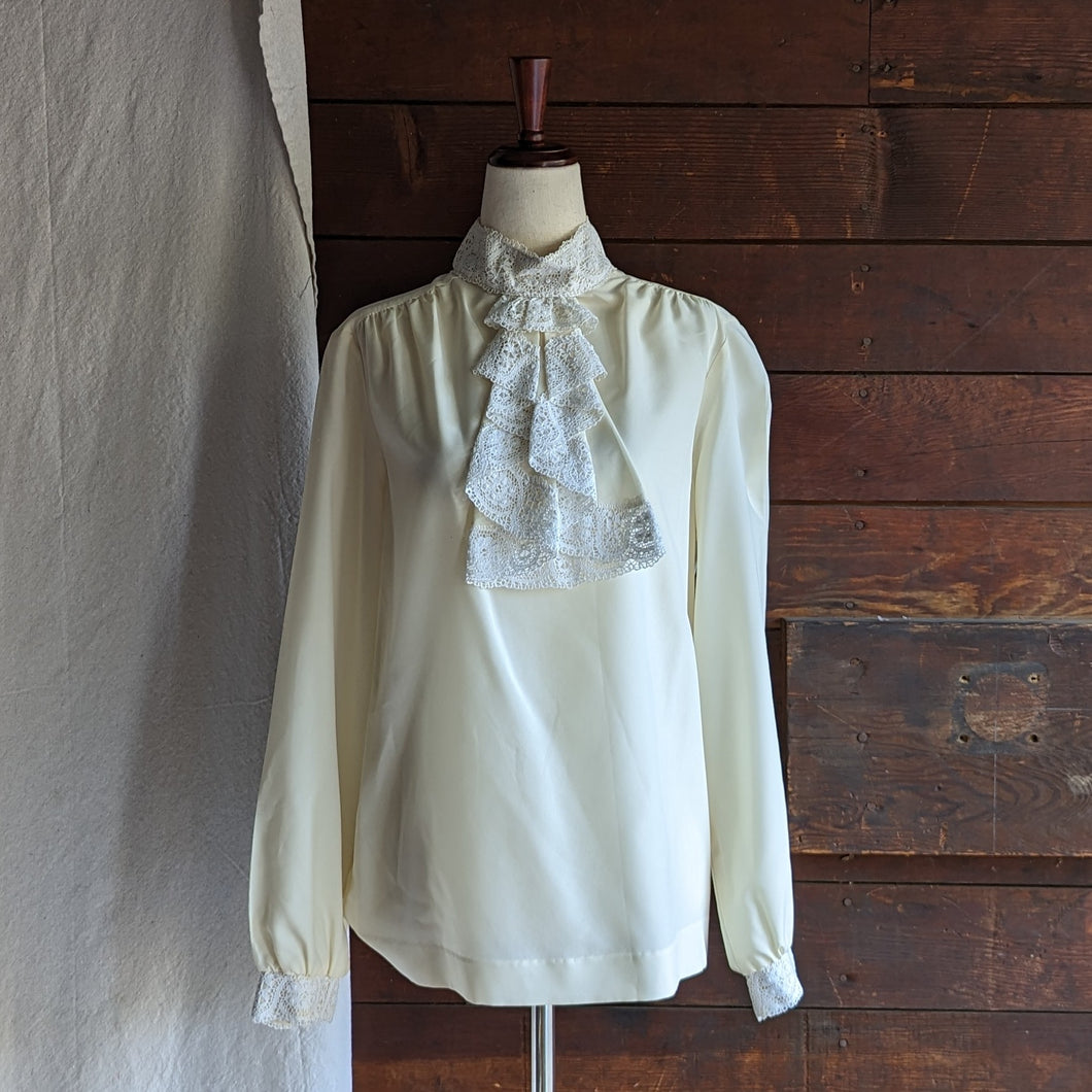 80s Vintage Polyester and Lace Blouse