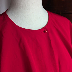 80s Vintage Red Ruffled Silk Blouse