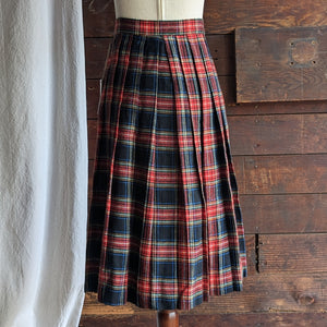 80s/90s Vintage Red Plaid Wool Blend Wrap Skirt