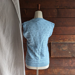 80s Vintage Blue Acrylic Knit Sweater Vest