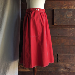 60s Vintage Red Wrap Midi Skirt