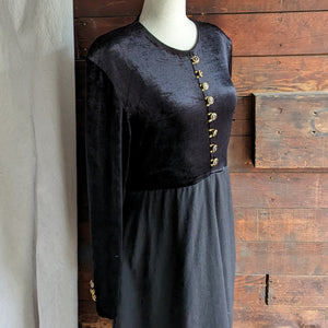 90s Vintage Homemade Black Velour Maxi Dress